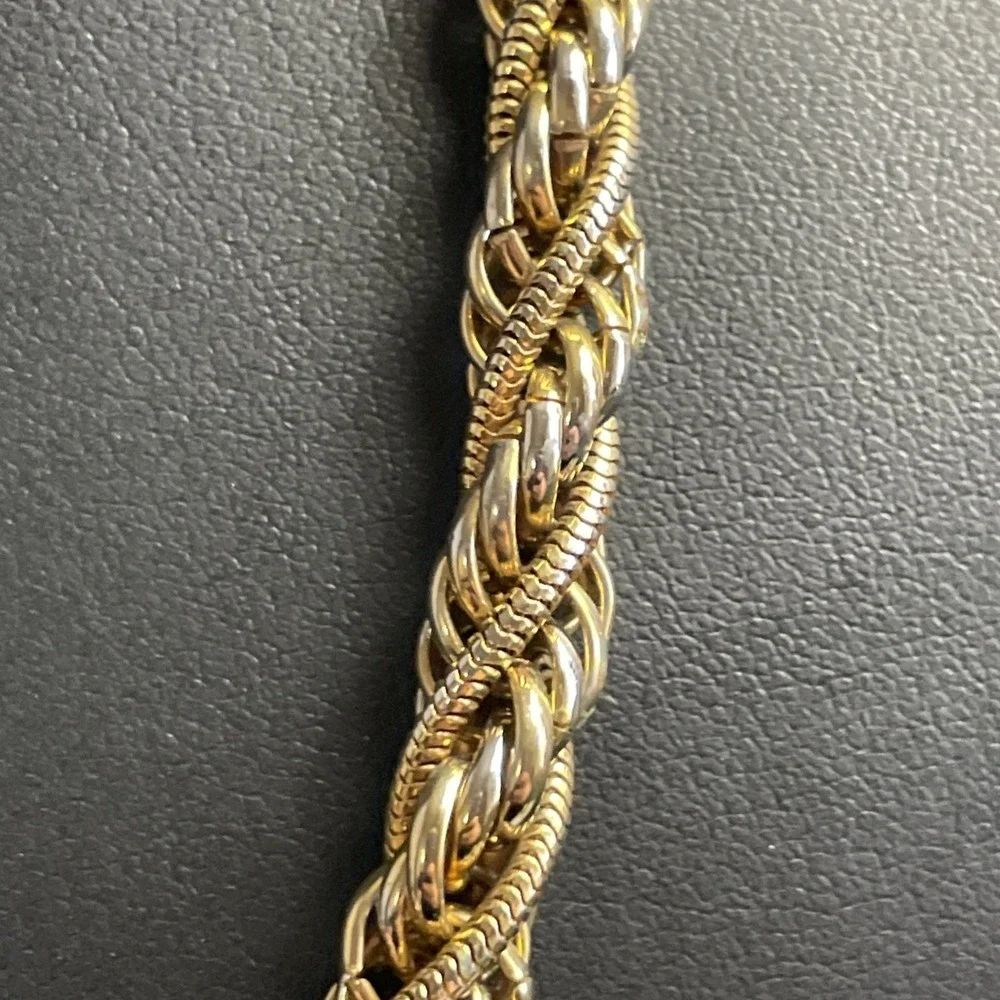 Vintage Twisted Chain Necklace Chunky Gold Tone 29" Long Retro Jewelry - Picture 7 of 9